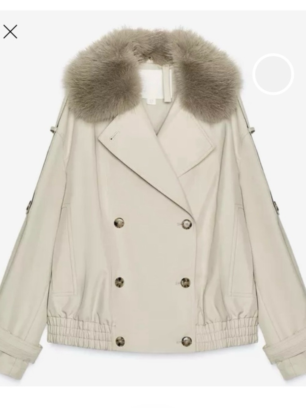Zara Double-Breasted Trench Coat with  Detachable Faux Fur Collar. NWT size Smal